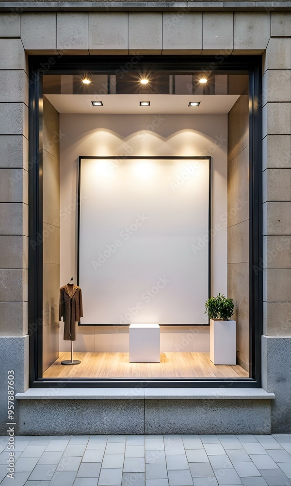 Poster blank storefront window display mockup for your product branding.