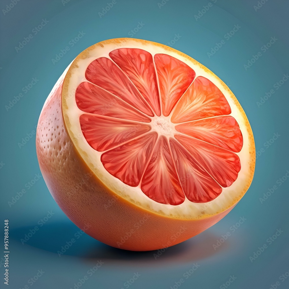 Aufkleber a juicy. half cut grapefruit with a vibrant red interior. rendered in 3d for a realistic and appetiz