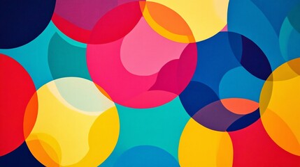 A bright geometric texture with overlapping circles, creating a playful and dynamic composition