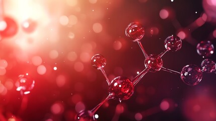 Abstract Red Molecular Structure With Bokeh Background