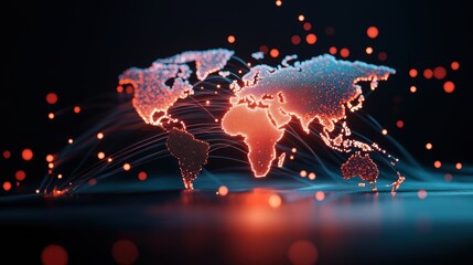 A map of the world with lines connecting different continents, symbolizing the internet connecting people worldwide.