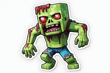Obraz premium sticker style green zombie character
