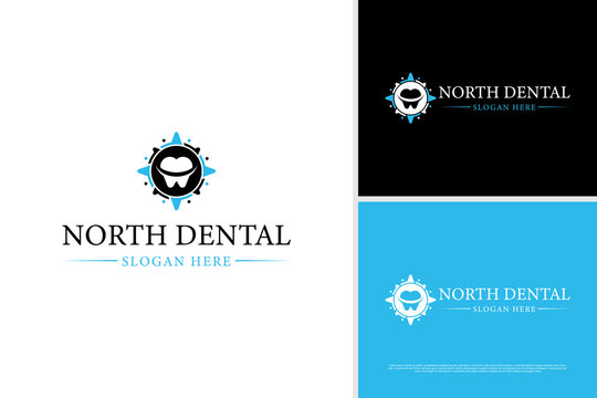 Abstract compass dental healthcare logo vector design template