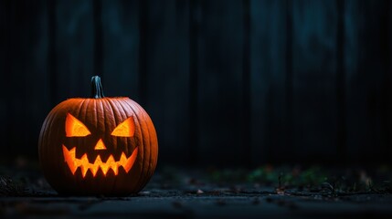 Obraz premium Sinister Jack-O'-Lantern in Dark Alleyway with Copy Space, Ultra HD