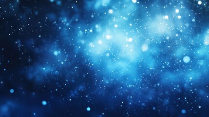 Snowflakes Falling on Frosty Winter Wonderland - A magical scene of delicate snowflakes falling over sparkling frost, set against a soft blue winter background.