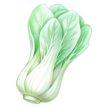 green bok choy drawing on white background clip art preview