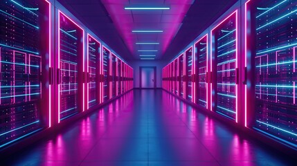 Fototapeta premium Neon Server Room