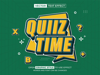 quiz time editable text, font effect, 3d text for title