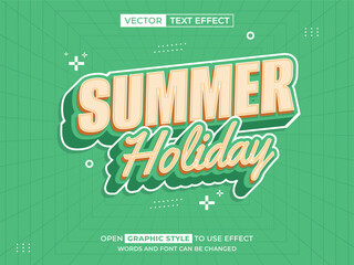 summer holiday editable text, font effect, 3d text for title
