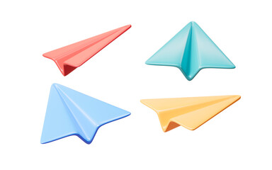 Cartoon paper plane model , 3d rendering.