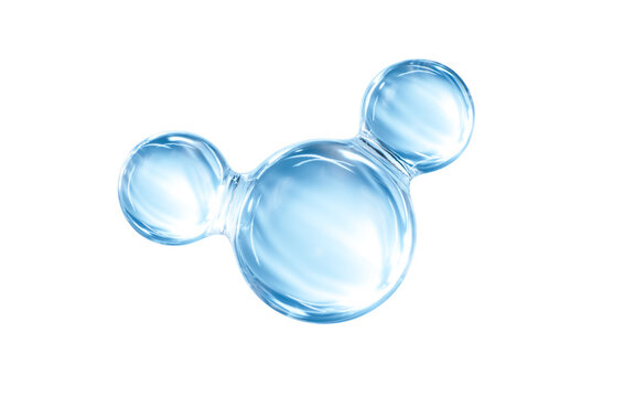 Blue glass spheres, abstract molecules, 3d rendering.