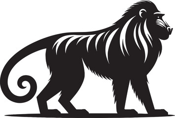 Mandrill Monkey animal Silhouette isolated on white background Minimalist monkey vector illustration