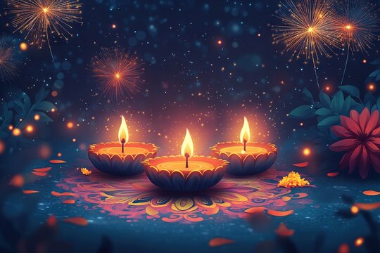 colorful diya lamps for deepavali