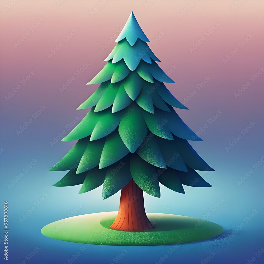 Aufkleber charming 3d illustration of a stylized pine tree. perfect for adding a touch of nature to your desig