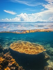 Fototapeta premium A Stunning Coral Reef Beneath the Clear Blue Ocean Surface