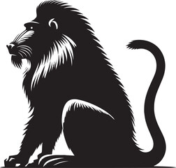 Mandrill Monkey animal Silhouette isolated on white background Minimalist monkey vector illustration