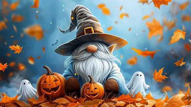 Halloween gnome watercolor, Ghosts and pumpkins, Spooky