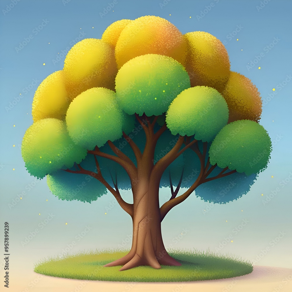 Aufkleber a charming cartoon tree with a whimsical. stylized look. perfect for adding a touch of nature and pl