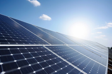 generated illustration of solar panel on sky background