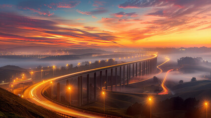 Highway Bridge at Sunrise