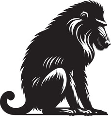 Obraz premium Mandrill Monkey animal Silhouette isolated on white background Minimalist monkey vector illustration