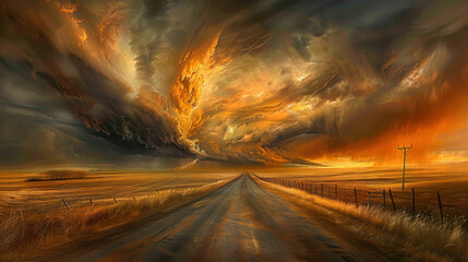 Dramatic Sky Over Country Road