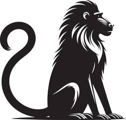 Mandrill Monkey animal Silhouette isolated on white background Minimalist monkey vector illustration