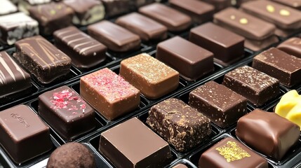 Assorted Gourmet Chocolate Bars in a Gift Box - A luxurious selection of assorted gourmet chocolate bars, elegantly arranged in a gift box, perfect for holidays or special occasions.
