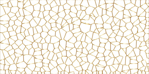 Golden gradient lines stroke abstract white crystalized broken glass background. Voronoi diagram background. abstract desktop texture design digital art wallpaper, vector illustration.	