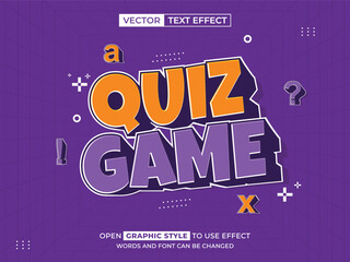 quiz game editable text, font effect, 3d text for title
