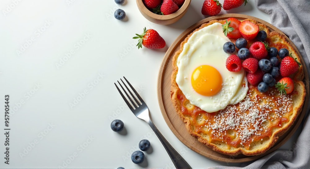 Wall mural fried eggs with tomato