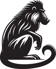Mandrill Monkey animal Silhouette isolated on white background Minimalist monkey vector illustration