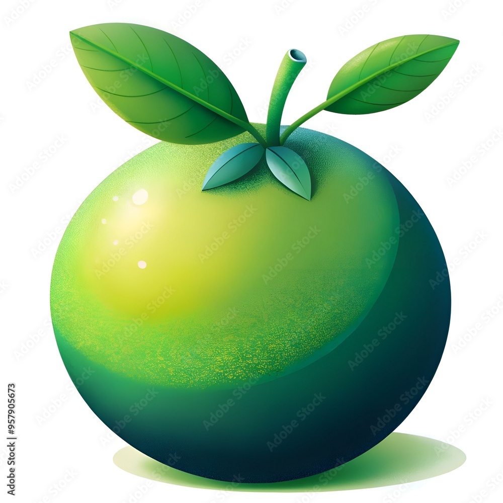 Poster a vibrant 3d illustration of a limeberry. perfect for adding a touch of freshness and color to your 