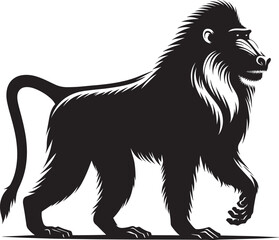 Mandrill Monkey animal Silhouette isolated on white background Minimalist monkey vector illustration