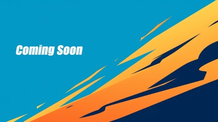 Bold 'Coming Soon' Text in White, Orange, and Blue with Yellow Arrow Pointing Right on Simple Vector Design, Isolated on White Background