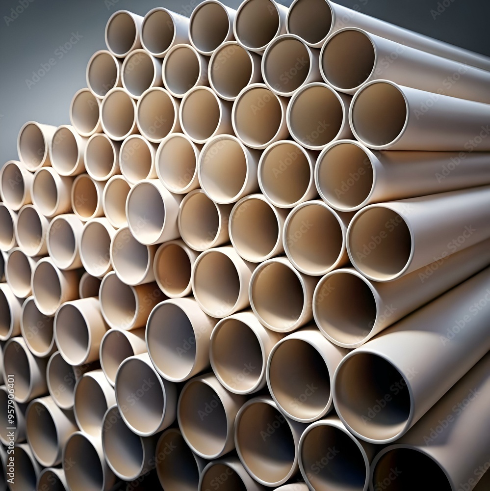 Poster a captivating abstract image of stacked cardboard tubes. creating a mesmerizing pattern of repeating
