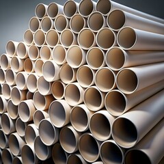 A captivating abstract image of stacked cardboard tubes. creating a mesmerizing pattern of repeating circles and textures.