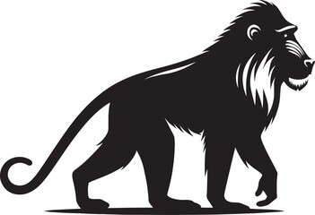Mandrill Monkey animal Silhouette isolated on white background Minimalist monkey vector illustration
