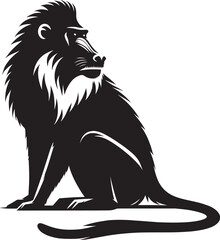 Mandrill Monkey animal Silhouette isolated on white background Minimalist monkey vector illustration