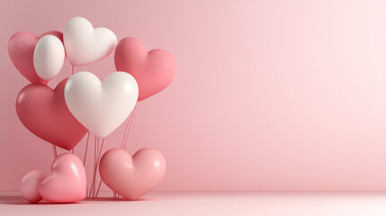 A charming 3D render featuring a minimalistic and sweet love scene, perfect for greeting cards, webpage banners, photo frames, or social media. The background is adorned with a soft, pastel color pale