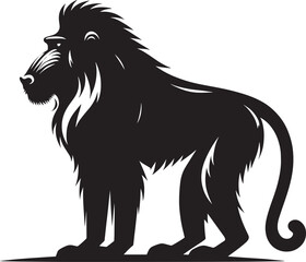 Mandrill Monkey animal Silhouette isolated on white background Minimalist monkey vector illustration