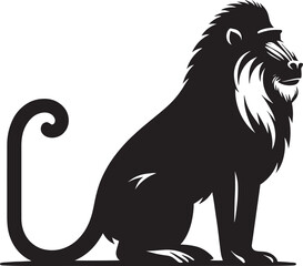 Mandrill Monkey animal Silhouette isolated on white background Minimalist monkey vector illustration