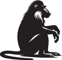 Mandrill Monkey animal Silhouette isolated on white background Minimalist monkey vector illustration