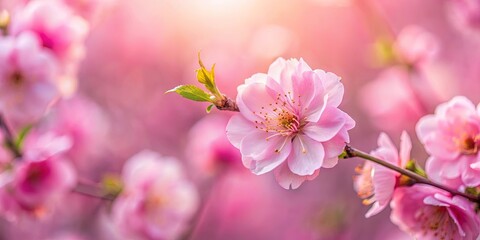 Close-up of a pink blossom with blurred petals in the background