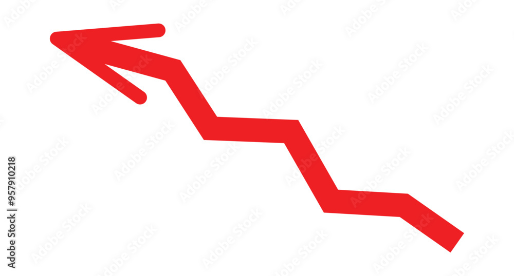 Poster upward direction arrow vector graphic icon showing business growth bar graph. arrow with vector grap