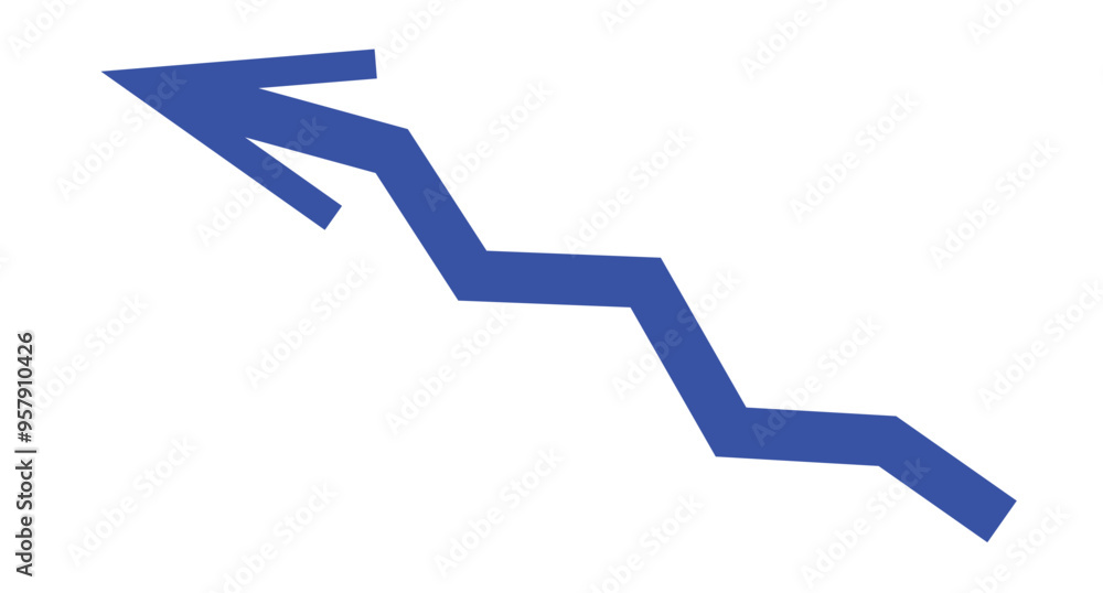 Poster upward direction arrow vector graphic icon showing business growth bar graph. arrow with vector grap