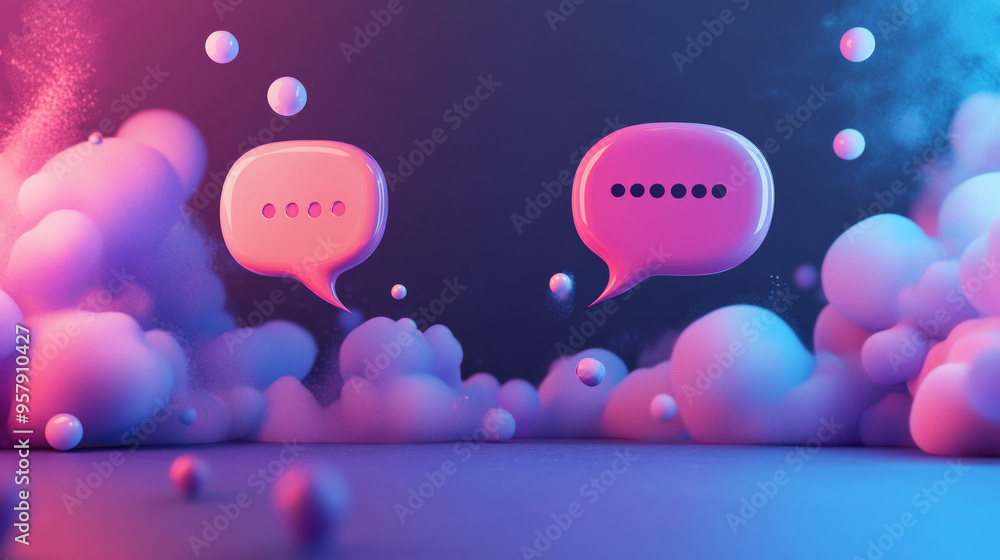 Aufkleber a sleek 3d render of a bubble chat or talk bar with a notification feature, designed for a social me