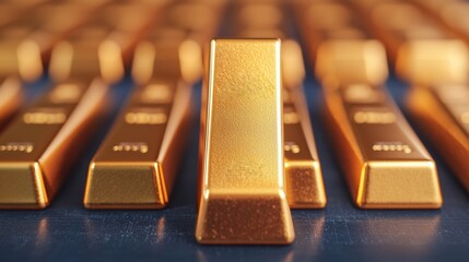 Strategic Wealth Building with Gold Bars - for Financial Planning Concepts, Copy Space Available