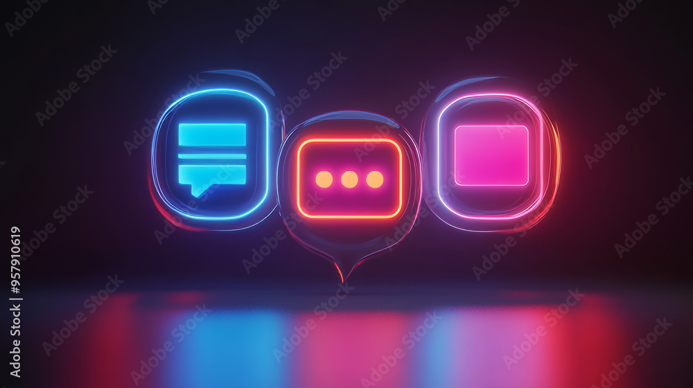 Poster a sleek 3d render of a bubble chat or talk bar with a notification feature, designed for a social me