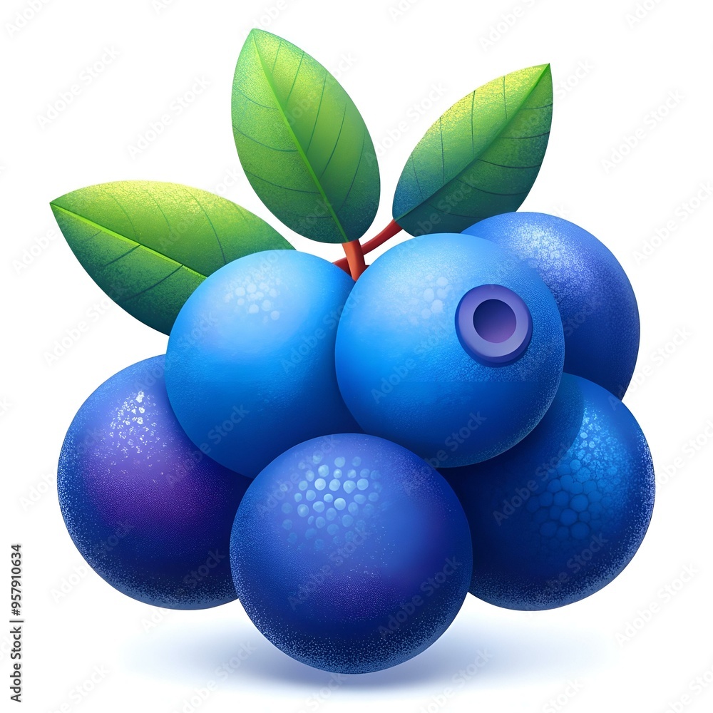 Poster a delightful 3d illustration of a cluster of blueberries. perfect for adding a touch of sweetness to